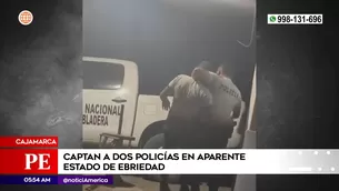 Policías en aparente estado de ebriedad. Foto y video: América Noticias