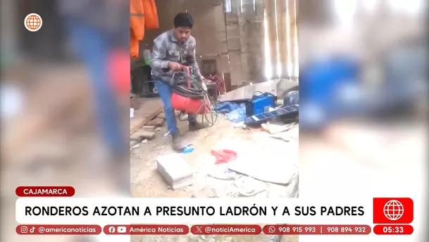 Ronderos azotan a joven acusado de robo y a sus padres en Cajamarca. Foto: América Noticias
