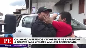 Serenos y bombero se enfrentan por atender a mujer accidentada. Foto: América Noticias