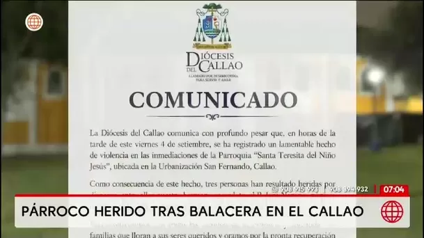 Cuatro disparos en el Callao hieren al párroco José Nazario Ayala y a dos personas/ América Noticias Cuatro disparos en el Callao hieren al párroco José Nazario Ayala y a dos personas/ América Noticias
