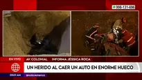 Callao: un herido al caer un auto en enorme hueco 