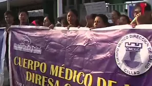 Plantón de trabajadores del sector salud. Foto: captura de video Canal N.