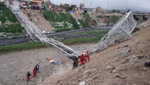 Puente peatonal en construcción cayó sobre el río Rímac en el Callao. Foto: El Comercio