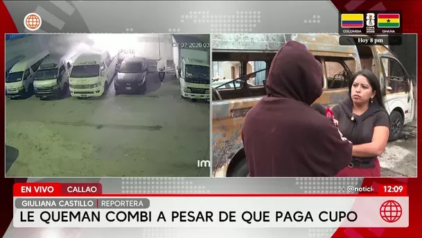 Callao: Queman combi pese a que dueño paga cupo. Foto: América Noticias Callao: Queman combi pese a que dueño paga cupo. Foto: América Noticias