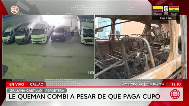 Callao: Queman combi pese a que dueño paga cupo. Foto: América Noticias Callao: Queman combi pese a que dueño paga cupo. Foto: América Noticias