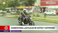 Cambios para las placas de motos y mototaxis