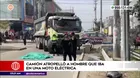 Camión atropelló y mató a hombre que iba en moto eléctrica