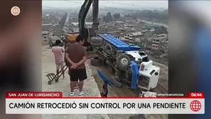 Camión de carga se vuelca en una pendiente en San Juan de Lurigancho. Foto y video: América Noticias