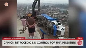 Camión de carga se vuelca en una pendiente en San Juan de Lurigancho. Foto y video: América Noticias