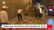 Camión choca contra bypass y deja puente dañado en SJM