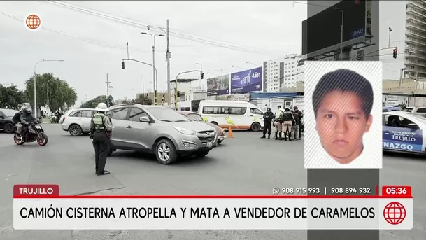 Camión cisterna atropella y mata a vendedor en Trujillo. Foto: América Noticias Camión cisterna atropella y mata a vendedor en Trujillo. Foto: América Noticias