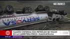 Camión cisterna con petróleo volcó en la carretera Pisco-Huancavelica