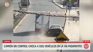 Camión fuera de control choca contra dos vehículos en Pasamayito. Foto y video: América Noticias