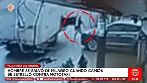 Hombre salvó de morir cuando camión se estrelló contra mototaxi en Villa María del Triunfo. Foto y video: América Noticias