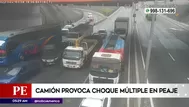 Camión provocó choque múltiple en peaje