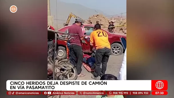 Camión se despista en Pasamayito y deja cinco heridos en Jicamarca. Foto: América Noticias