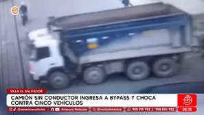 Camión sin conductor ingresa a bypass y chica contra cinco vehículos en Villa El Salvador. Foto y video: América Noticias