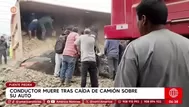 Camión volcado aplasta auto y mata a conductor en Puente Piedra