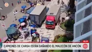 Camiones de carga están dañando el malecón de Ancón