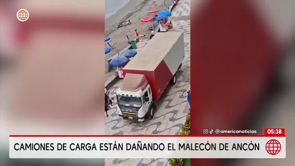 Camiones de carga están dañando el malecón de Ancón. Foto: Unidad de investigación