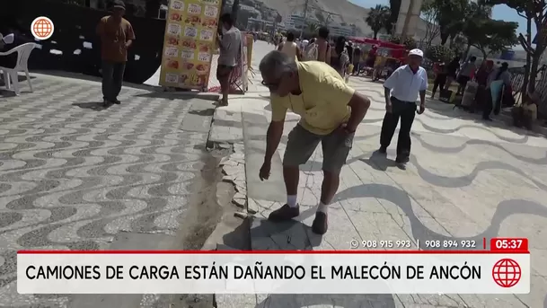 Camiones de carga están dañando el malecón de Ancón. Foto: Unidad de investigación