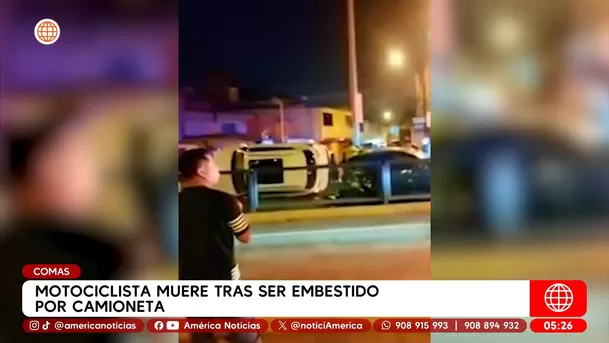 Motociclista muere tras ser embestido por camioneta en Comas. Foto: América Noticias