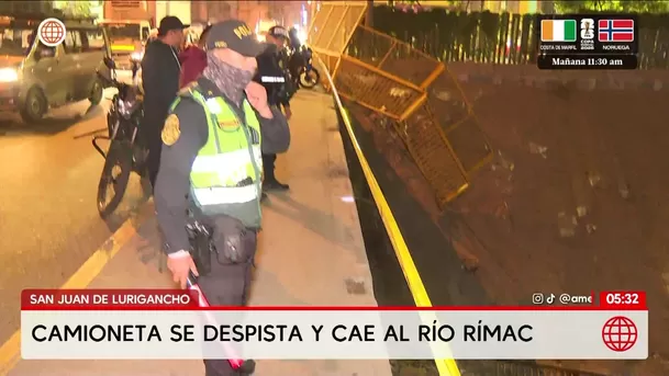 Camioneta se despista y cae al río Rímac en San Juan de Lurigancho. Foto: América Noticias