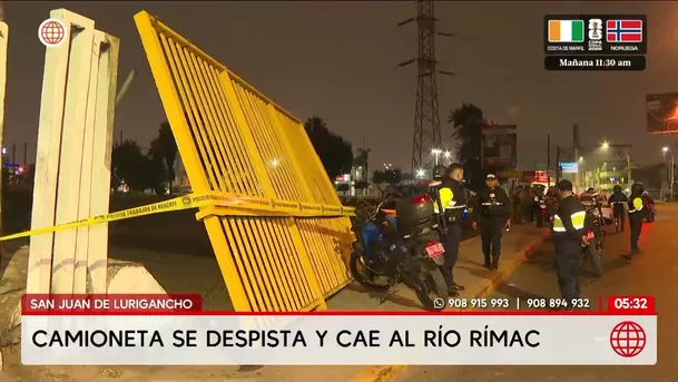 Camioneta se despista y cae al río Rímac en San Juan de Lurigancho. Foto: América Noticias