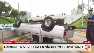 Camioneta del Congreso se volcó en carril del Metropolitano/ América Noticias
