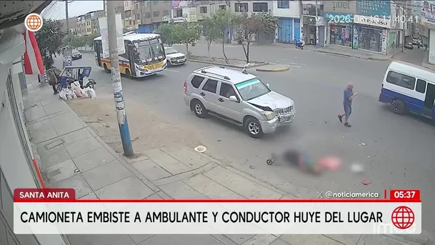 Camioneta embiste a mujer ambulante y conductor huye en Santa Anita. Foto: América Noticias