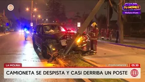 Camioneta se despista e impacta contra poste en la avenida La Molina. Foto y video: América Noticias