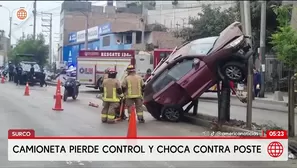 Camioneta se estrella contra poste en Surco. Foto y video: América Noticias
