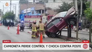 Camioneta se estrella contra poste en Surco. Foto y video: América Noticias