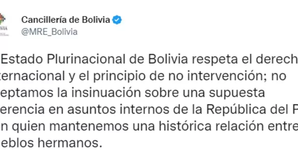 Respuesta de la Cancillería de Bolivia / Twitter