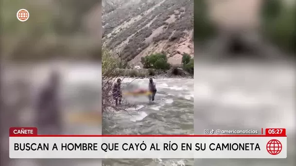 Buscan a hombre que desapareció tras caer con su camioneta al río Cañete. Foto: América Noticias