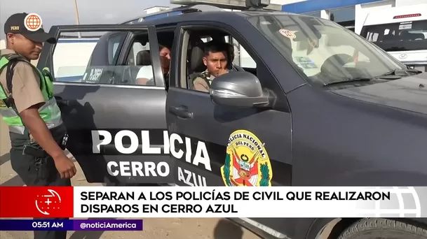 Policías separados tras realizar disparos en Cañete. Foto: América Noticias