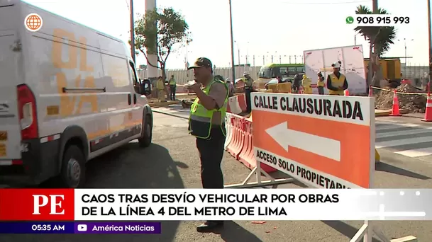 Caos tras desvío vehicular por obras de la Línea 4 del Metro de Lima. Foto: América Noticias