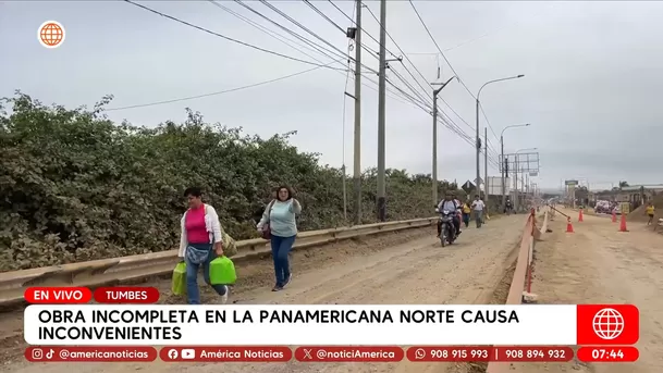 Caos en Tumbes por obra inconclusa en la Panamericana Norte. Foto: América Noticias