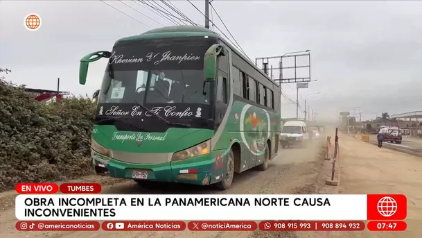 Caos en Tumbes por obra inconclusa en la Panamericana Norte. Foto: América Noticias