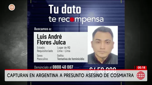 Capturan en Argentina a acusado de asesinar a cosmiatra. Foto: América Noticias Capturan en Argentina a acusado de asesinar a cosmiatra. Foto: América Noticias