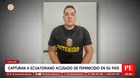 Capturan a ecuatoriano acusado de feminicidio en su país