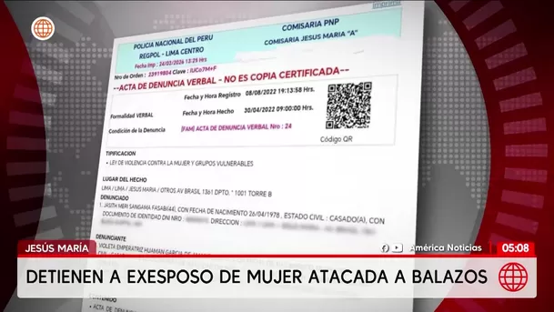 Capturan a exesposo de mujer atacada por sicario en Jesús María. Foto: América Noticias