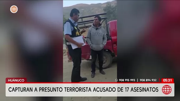 Capturan en Huánuco a presunto terrorista acusado de 17 homicidios. Foto: América Noticias