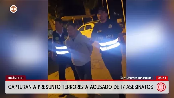 Capturan en Huánuco a presunto terrorista acusado de 17 homicidios. Foto: América Noticias