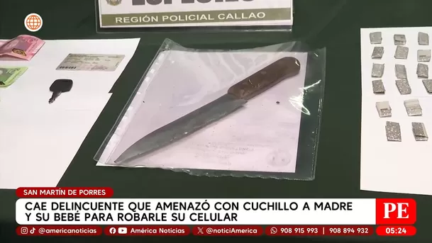Delincuente amenazó con con cuchillo a madre y su bebé para robarle celular en San Martín de Porres. Foto: América Noticias