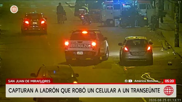 Capturan a ladrón que robó celular a joven en San Juan de Miraflores. Foto: América Noticias Capturan a ladrón que robó celular a joven en San Juan de Miraflores. Foto: América Noticias