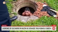 Capturan a ladrones escondidos en buzón de desagüe en Iquitos