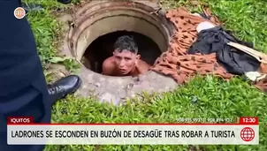 Capturan a ladrones escondidos en buzón de desagüe en Iquitos. Foto y video: América Noticias