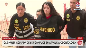 Capturan a mujer cómplice de ataque a odontólogo en Independencia. Foto y video: América Noticias