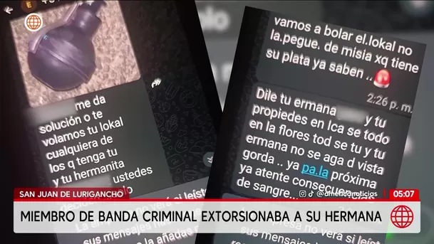 Capturan a sujeto que extorsionaba a su hermana en San Juan de Lurigancho. Foto: América Noticias